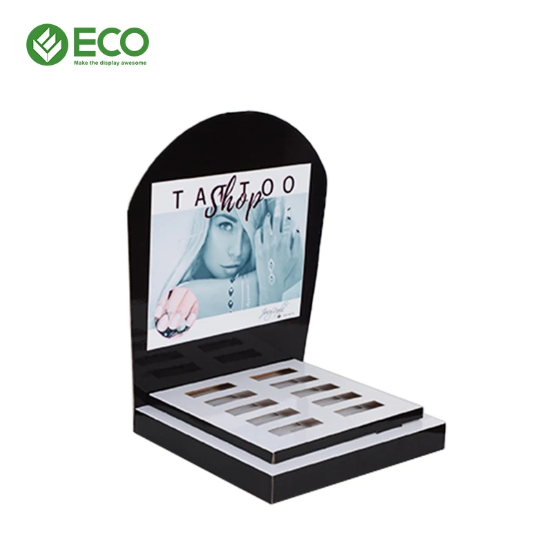 nail polish countertop display stand for cosmetic paper corrugated cardboard cosmetic display stand