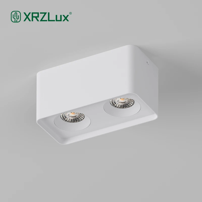 XRZLux Square Led Downlight 20W Double Heads COB Living Room Corridor Aisle Ceiling Spotlights AC110V 220V Ceiling Lamp