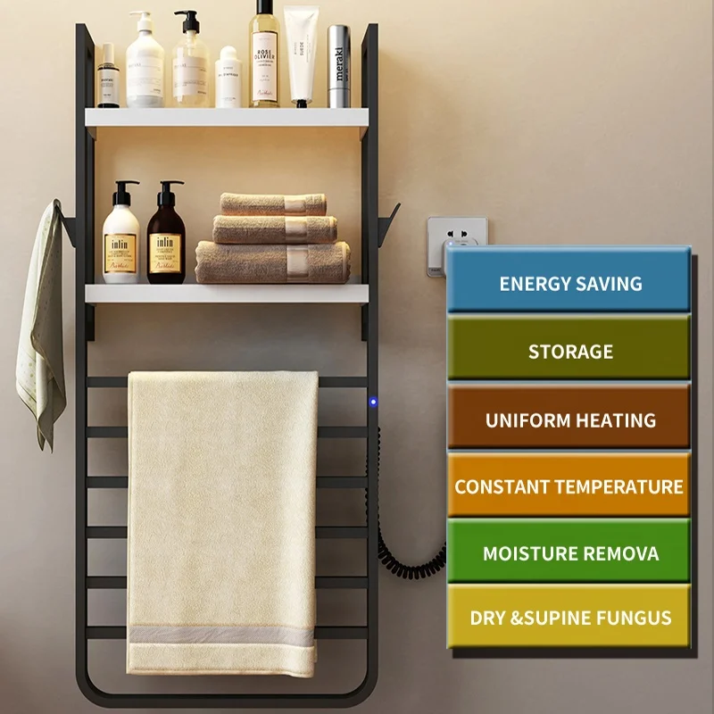 Wholesale Towel Warmer Wall Mount Electric Plug-in/Hardwired Heated Towel Dryer Rack Black Finish