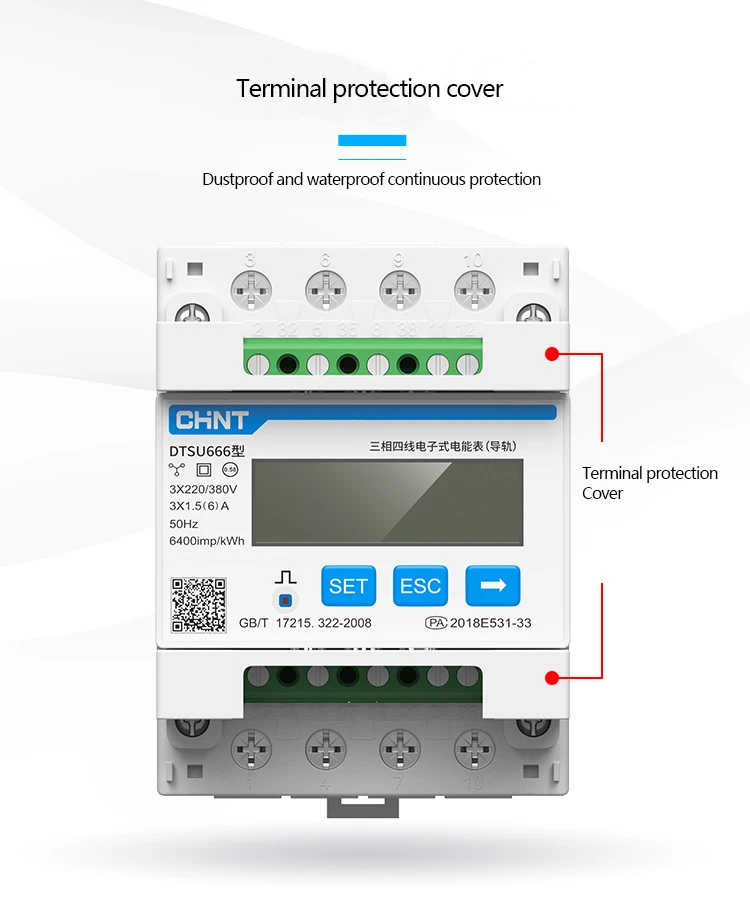 CHINT Superior Quality utility type DDSU666 Single-phase electronic DIN guide rail digital watt-hour power meter energy meter