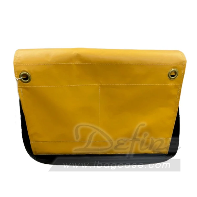 Custom Tarpaulin Mining Equipment Bag Flap Closure Miners Shoulder Bag with Reflective Strip