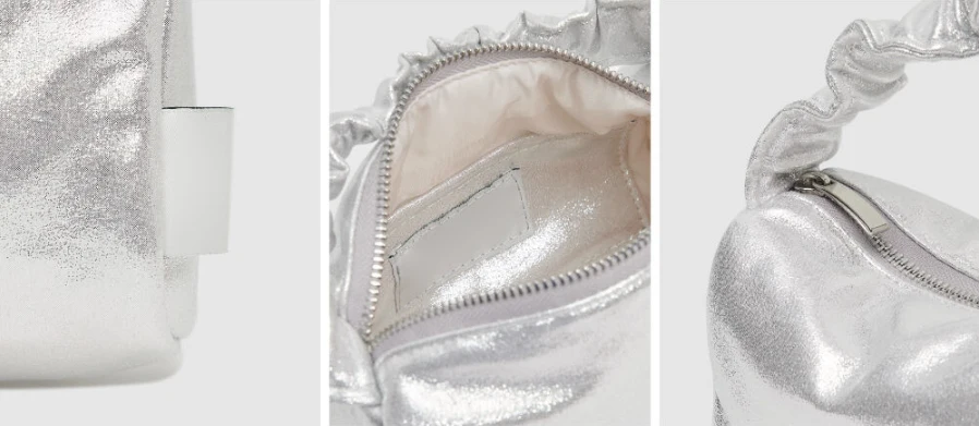 Custom New Design High quality Portable Silver bright leather Handbag Accept Customized size 13*20CM