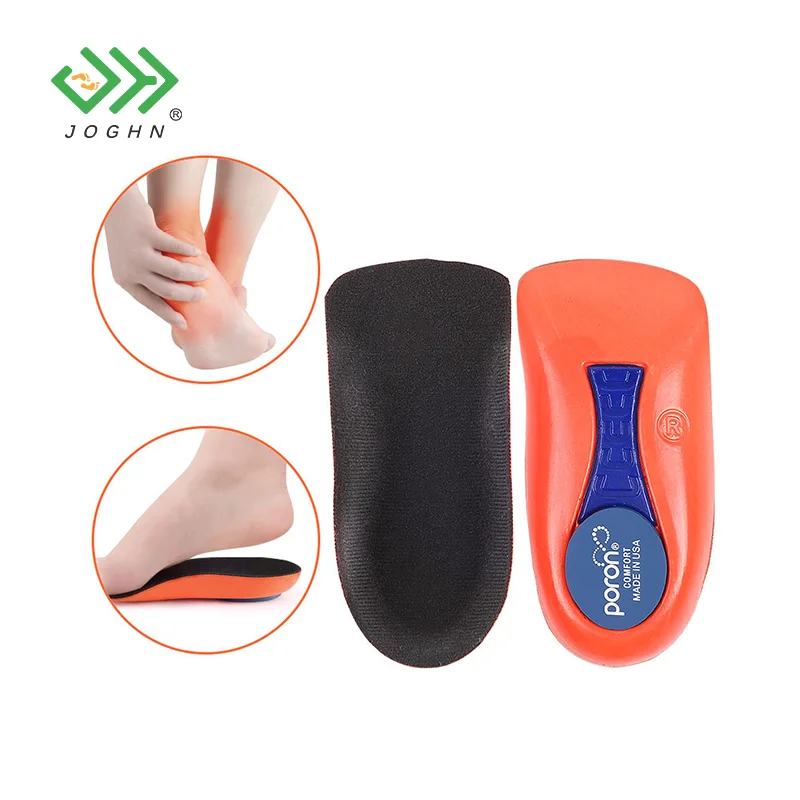 hot selling anti fatigue height increase soft pu cushion shock absorbing poron arch support orthotic 3/4 length insoles heel pad