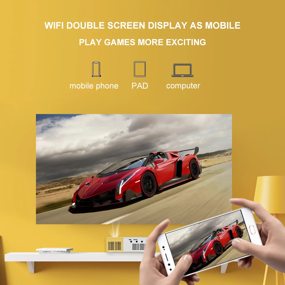 Горячая Распродажа Amazon LianLian Cast yg300 pro Hd карманный светодиодный домашний кинотеатр Yg300 Pro мини-проектор 1080p для мобильного