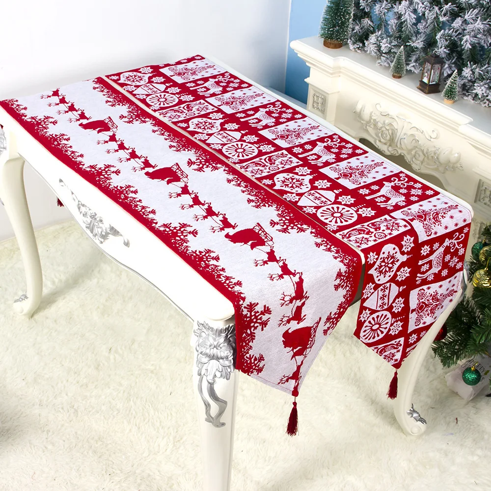 New Elk Printed Christmas Table Runner 35x180 Polyester Christmas Tablecloth