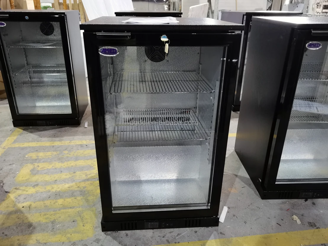 Single Glass Sliding Door Black Stainless Steel Backbar Cooler Bar Beer Beverage Refrigerator