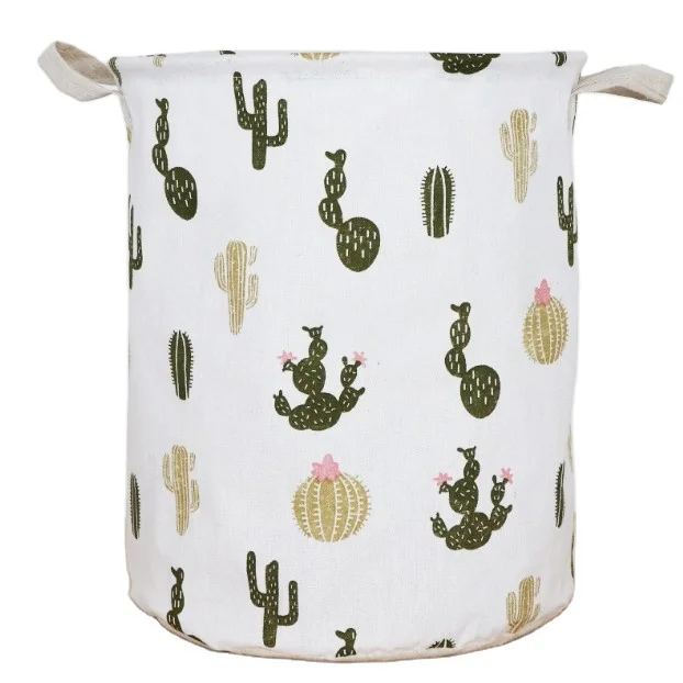New Round Collapsible Linen Laundry Basket Toy  Storage Basket For Kids