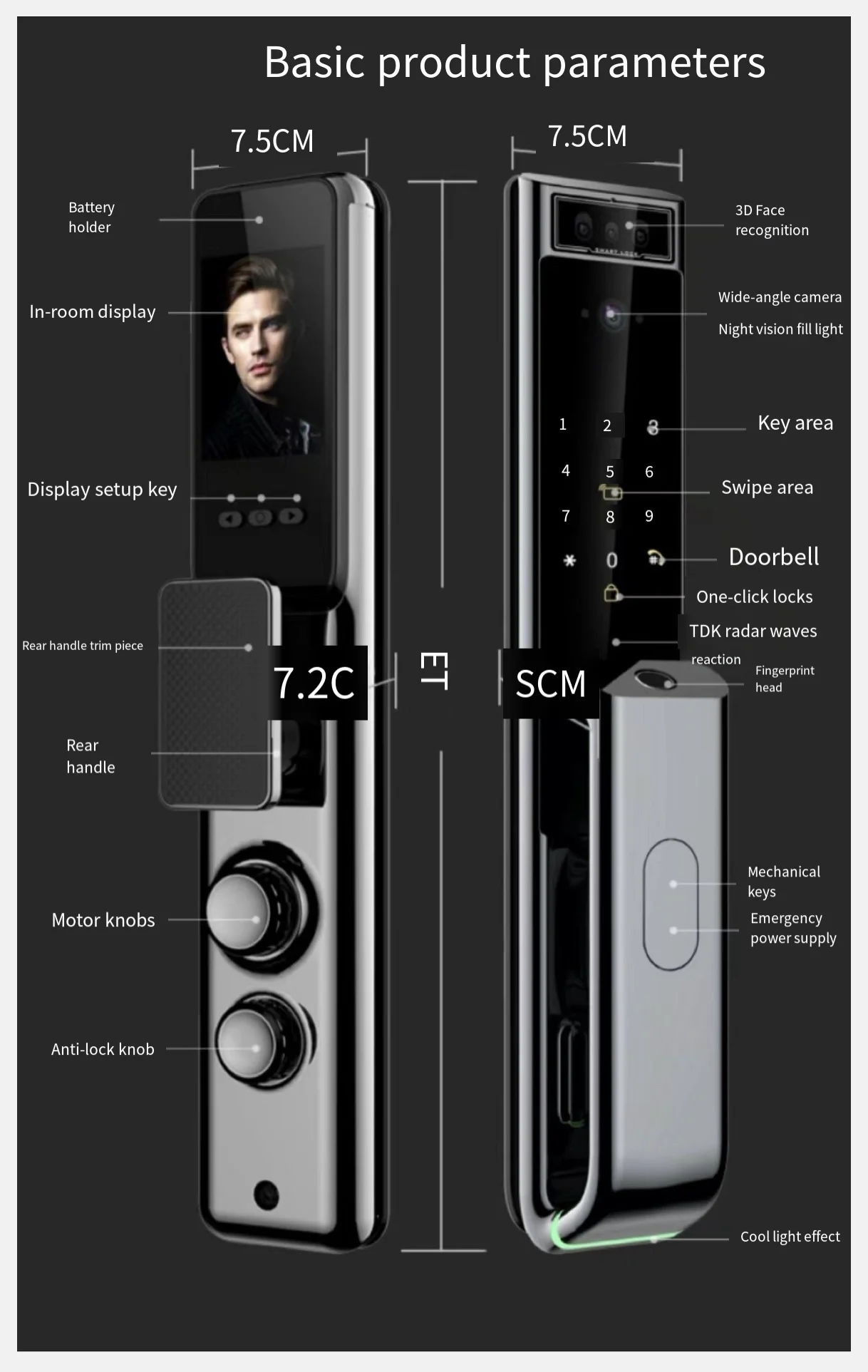 Smart 3D Face Recognition Door Lock Tuya APP Voice Intercom Fingerprint Lock Biometric Electronic Digital Smart Door Lock