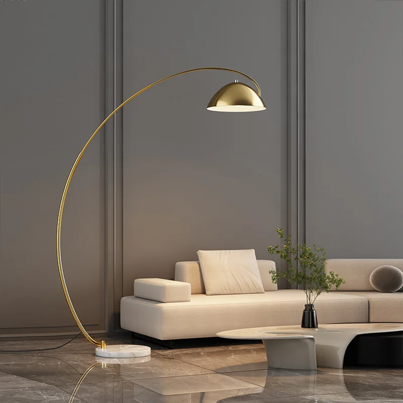New Nordic Minimalist Marble Floor Lamp Living Room Ins Sofa Bedroom Vertical Iron Gold/Black LED Fishing Floor Lamp