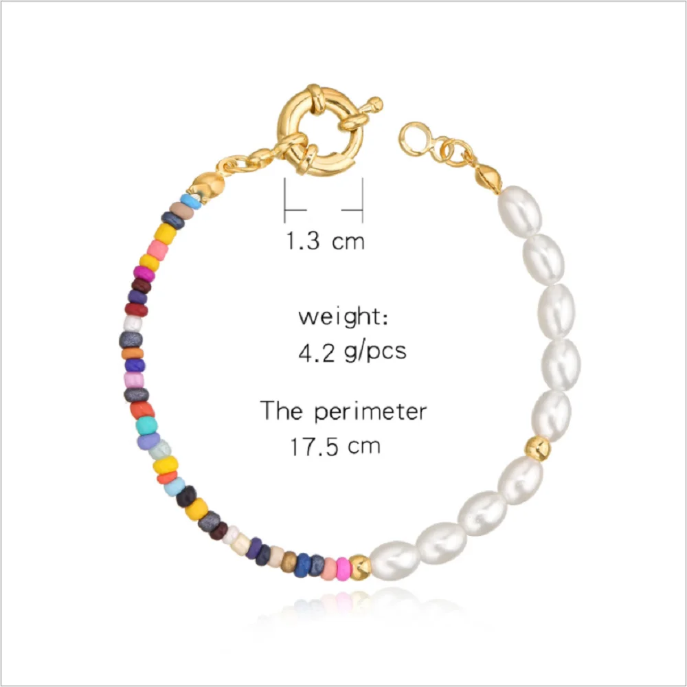 2021 fashion natural pearl rudder fish line bracelet with diy charms simple seed bead bracelets jewelry for women