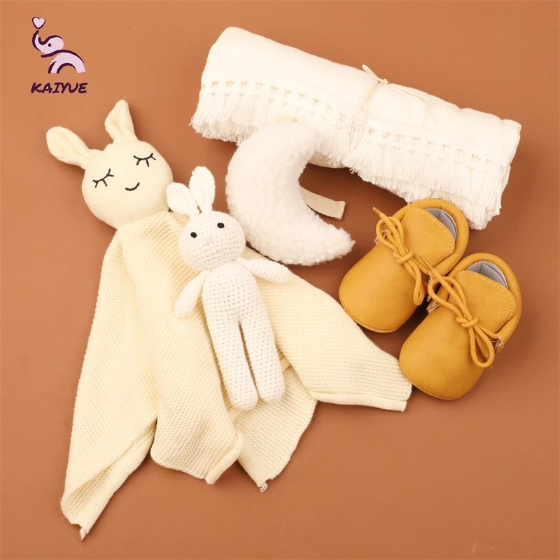 Cotton Infant Wrap & Rabbit Blanket Set Secure and Milestone Soothing Baby Gift for Bedroom Baby Muslin Swaddle
