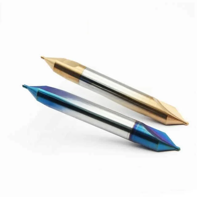 High-Precision Solid Carbide 60 Degree Center Drill Bits - 2 Flute CNC Cutting Tools for Metal Machining