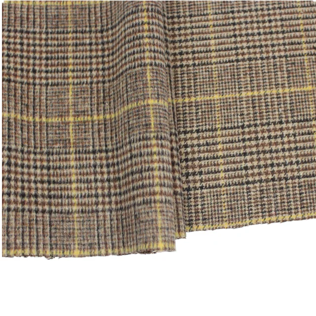 High quality 830g double-sided thousand bird check Tweed Wool 20% polyester 80% fabric for blanket suit coat in winter