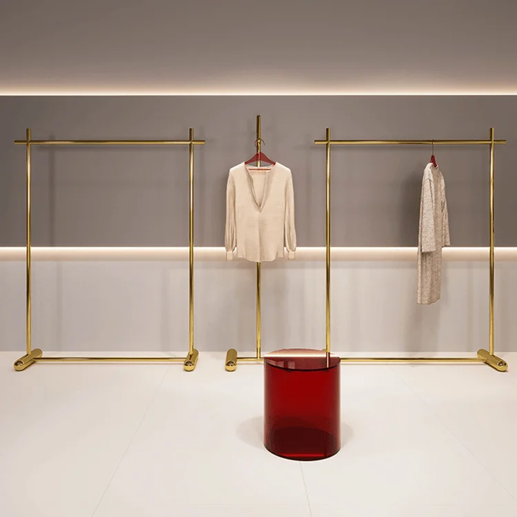Professional Window display Children clothing Hanger Titanium golden retail display rack customized logo display Stand For Decor