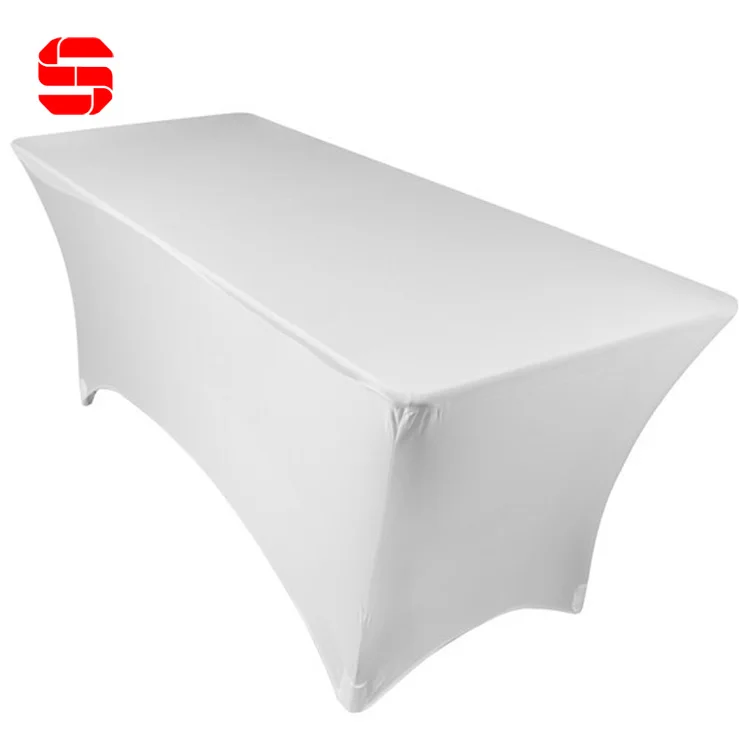 Wholesale 6 8 10 ft Blank Solid Color Business Fitted Stretch Display Royal Blue Table Cloth Covers Fitted Spandex Tablecloth