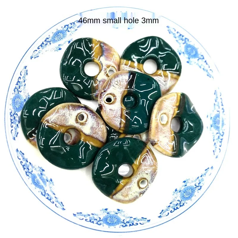 
Ceramic fan-shaped big lotus leaf with holes DIY jewelry necklace accessories 