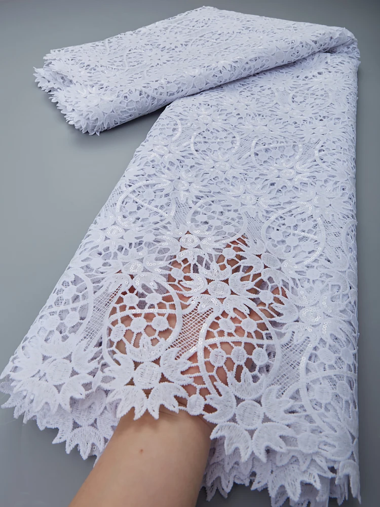 Black Guipure Lace Fabric Nigeria Quality African Lace Fabric Colorful Water Soluble Lace Fabric Dress Material 0000