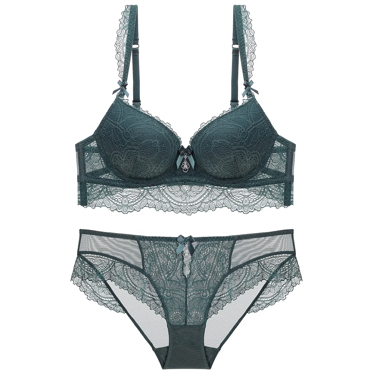 Li Yan 34 Size Breast Women Lace Bra Set Push Up Lingerie Sexy Transparent Panties Bralette Intimate Female