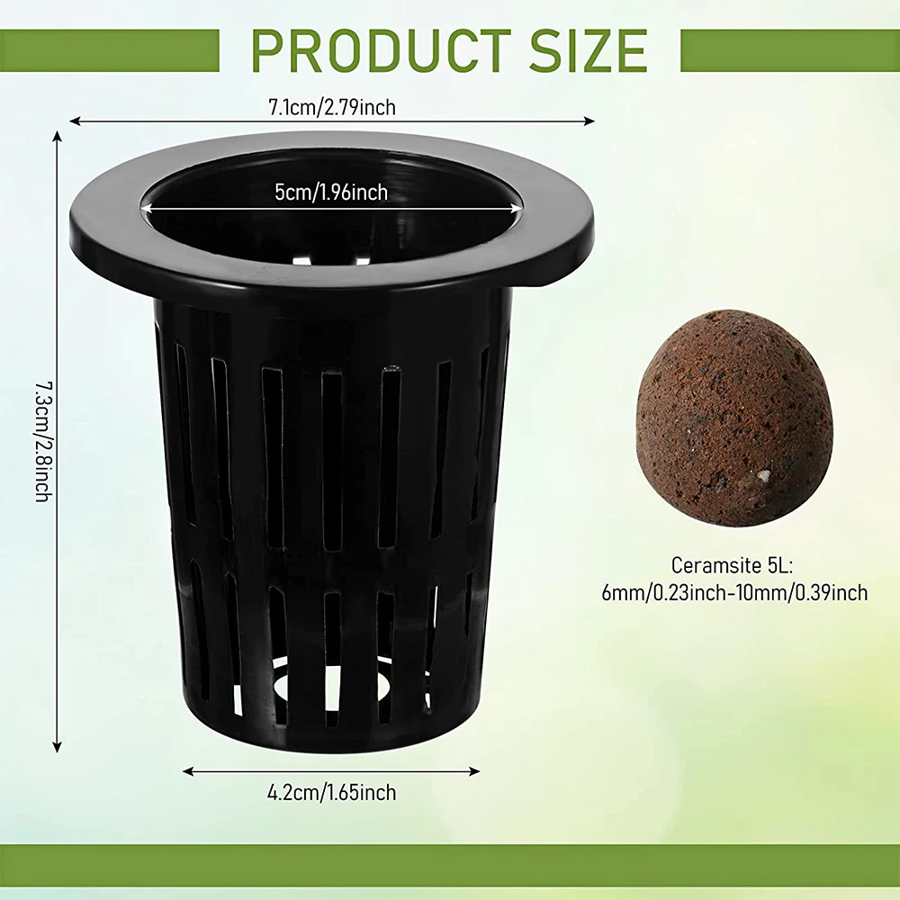 Garden Accessories Hydroponic Cups Net Pots Cups with Self-Watering Capillary Water Slotted Mesh Black Mini Rouns net Pot