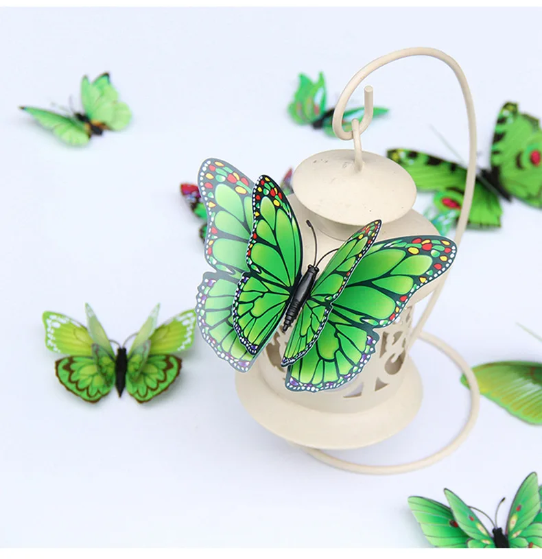 12pcs Butterflies Wall Sticker 3D Artificial Butterfly PVC Wall Decals New Year Home Decoration for Living Room