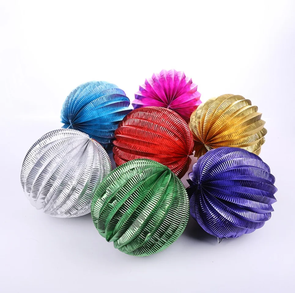 Accoridan Lantern paper lantern gold silver for Party Decorations