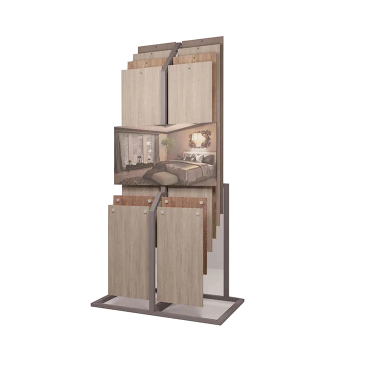 Exhibition Wood Flooring Stand Artificial Stone Marble Sample Racks Granite Metal Frame Recline Tile Display Showroom