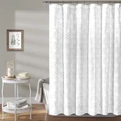 Washable printed fabric polyester CLIPPED shower curtain