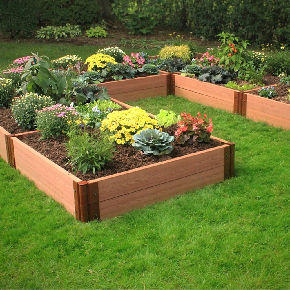 China hot sale wood grain plastic composite waterproof and fireproof flower box bed plastic flower pots&planter for outdoor