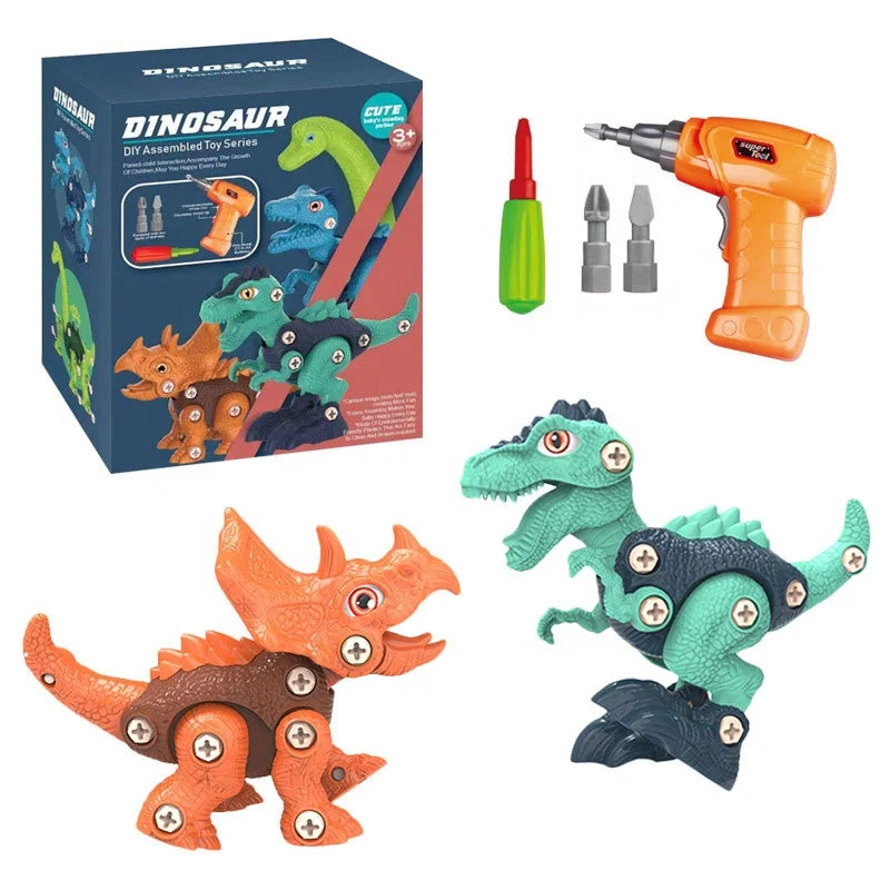 Dinosaur Toys Take Apart Dinosaur Toys for Kids STEM Construction Assemble Building Kids Toys with Electric Drill DIY