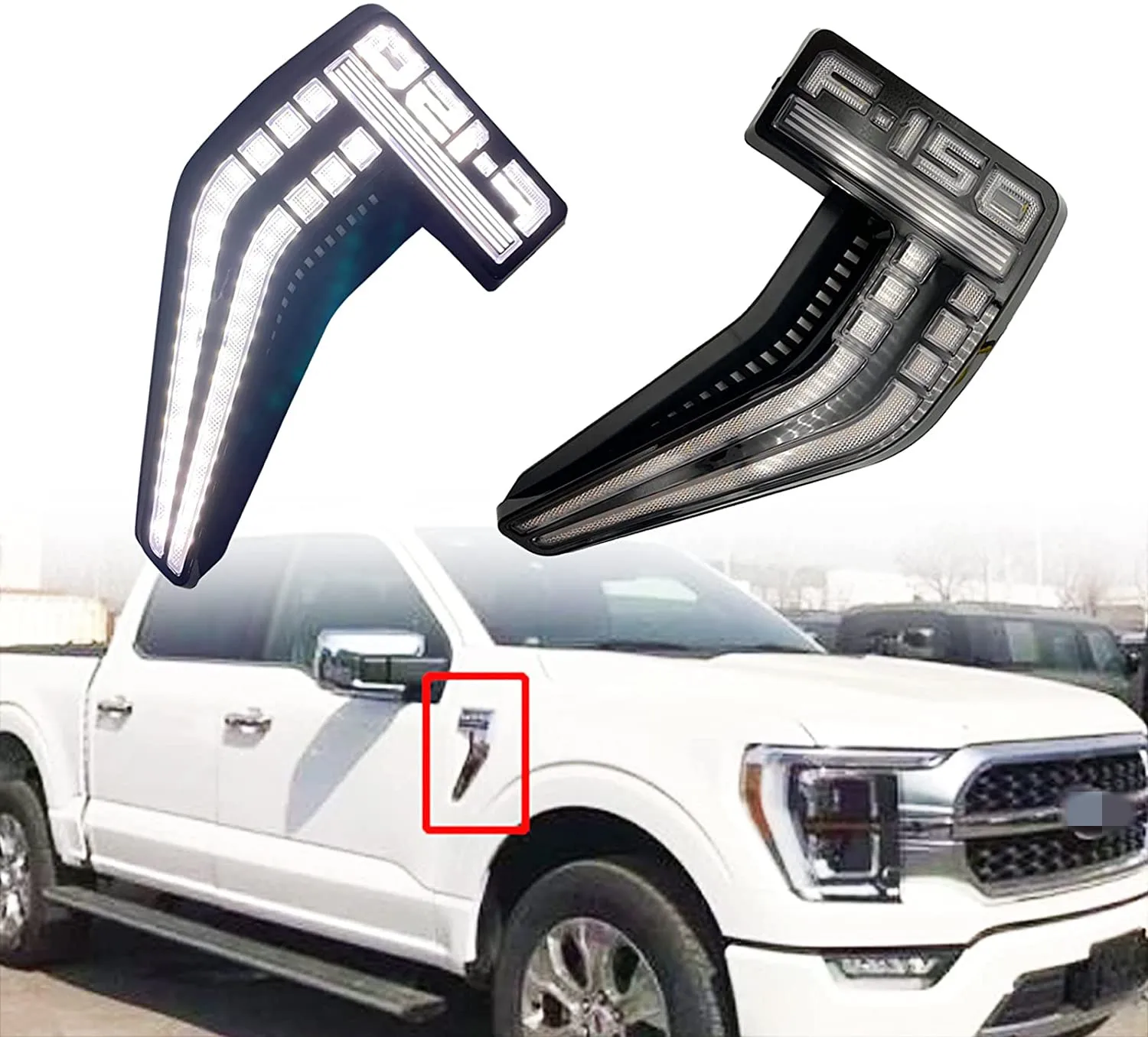 Spedking Raptor 2021 Pickup Truck Smoked Shell Clear Lens Sequential Flash Signal DRL Side Marker Lamp for ford F150