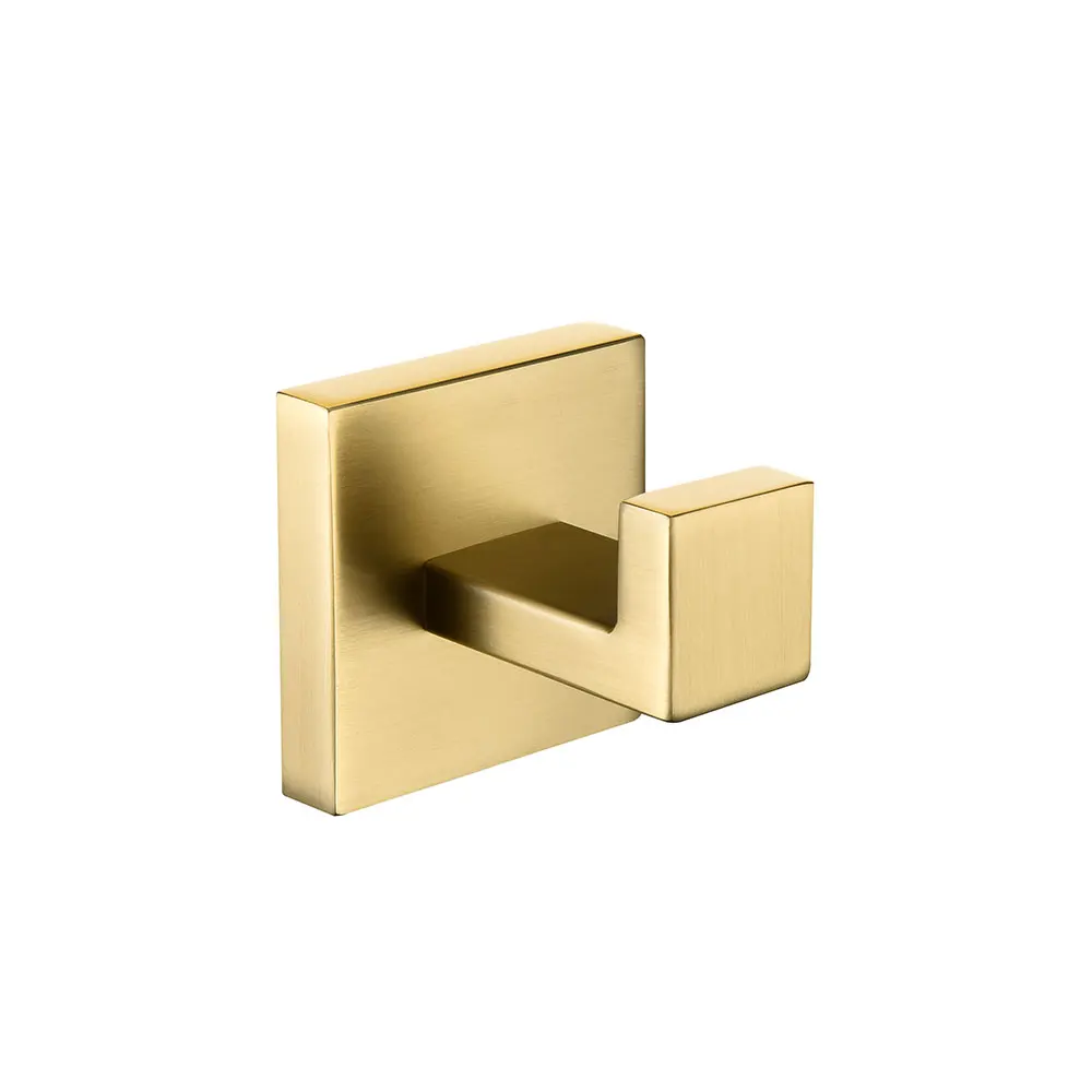 Bathroom Accessories factory Modern wall mount coat hook suppliers square brushed gold robe hooks