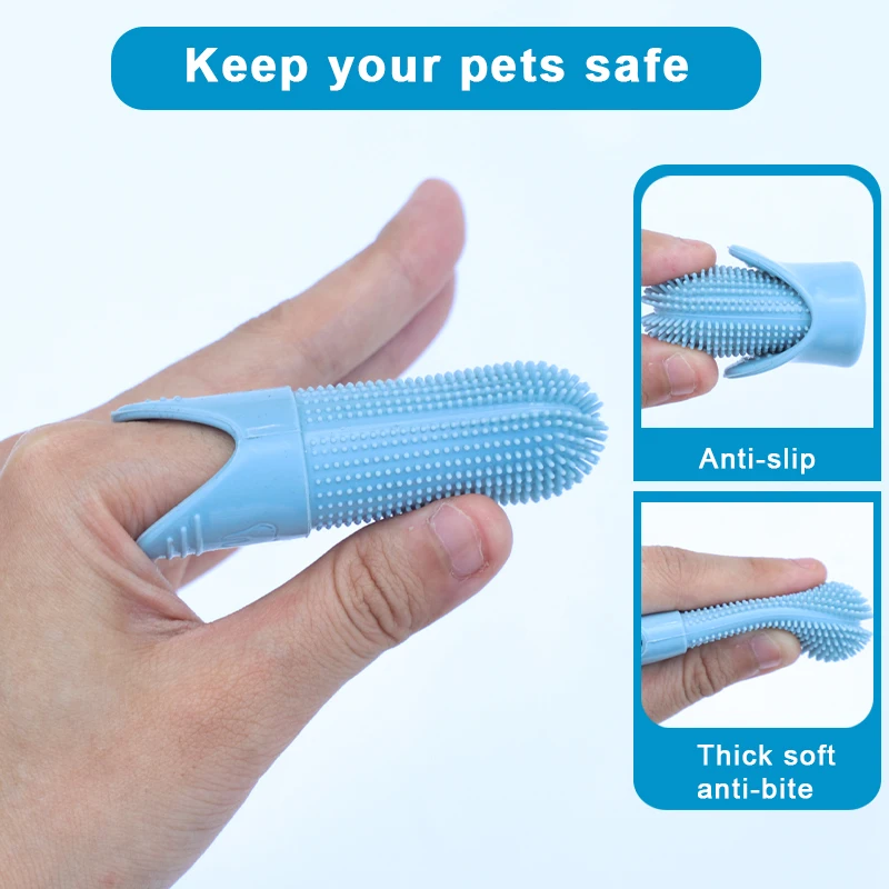 Food Grade Silicone Dog Finger Toothbrush 360 Pet Tooth Brushing Tool Finger Toothbrush for Cat Dog Pet Teeth Cleaning