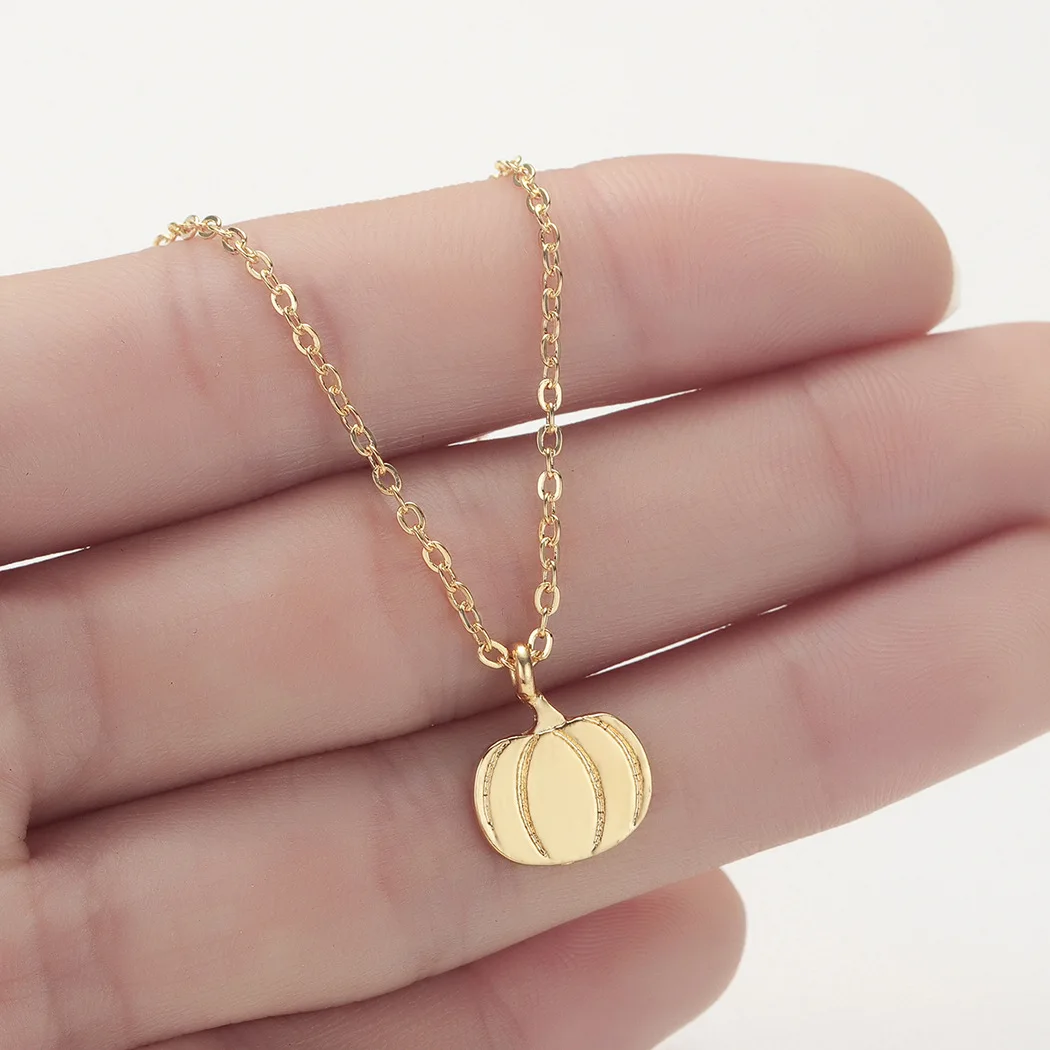 
2021 New Cheap Pumpkin Shape Alloy Silver Necklace Pendant for Christmas 