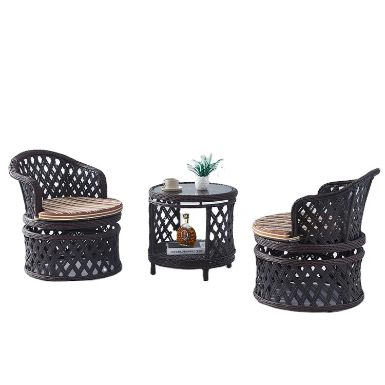 Luxury Patio Leisure Rattan Outdoor Furniture Sofa Rope Sofa Lounge Chair Garden Sets With Waterproof Cushion