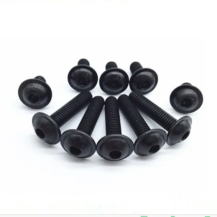 ISO7380.2 M3 M4 M5 M6 M8 M12 Steel black oxide 8.8 grade button head flange hex socket cap screw with washer