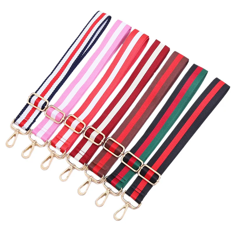 2021 Colorful Stock Stripe Women Bag Shoulder Strap with Adjustable Hook