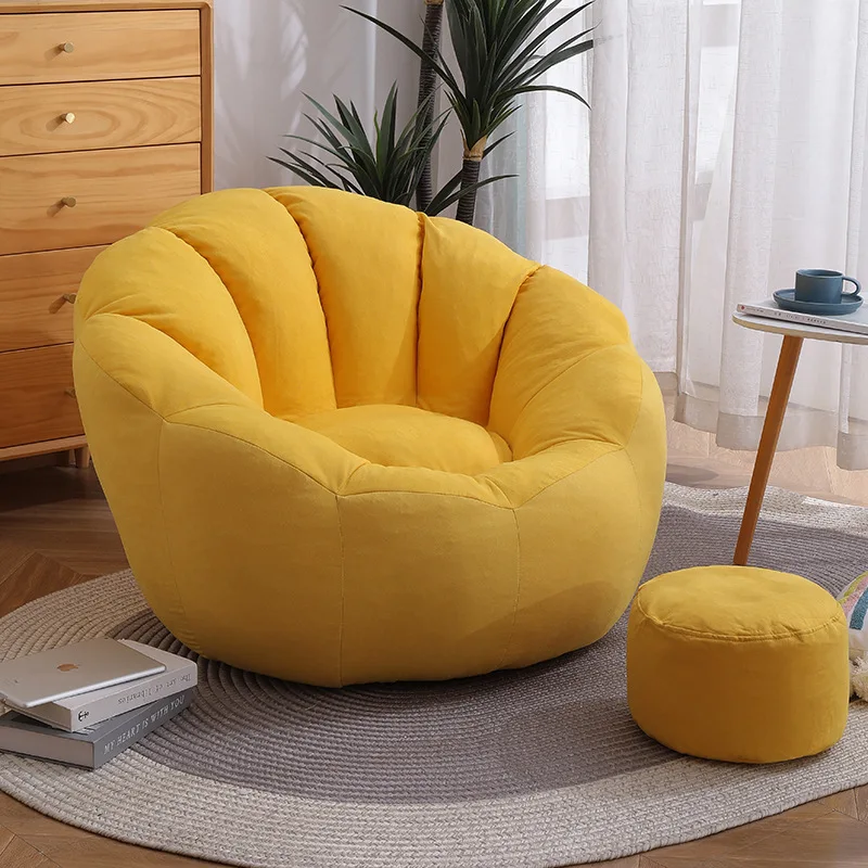 Bean Bag Lazy Sofa Super Soft White Long Fluffy Fur Bean Bag Chair with High Strong Supportive Back