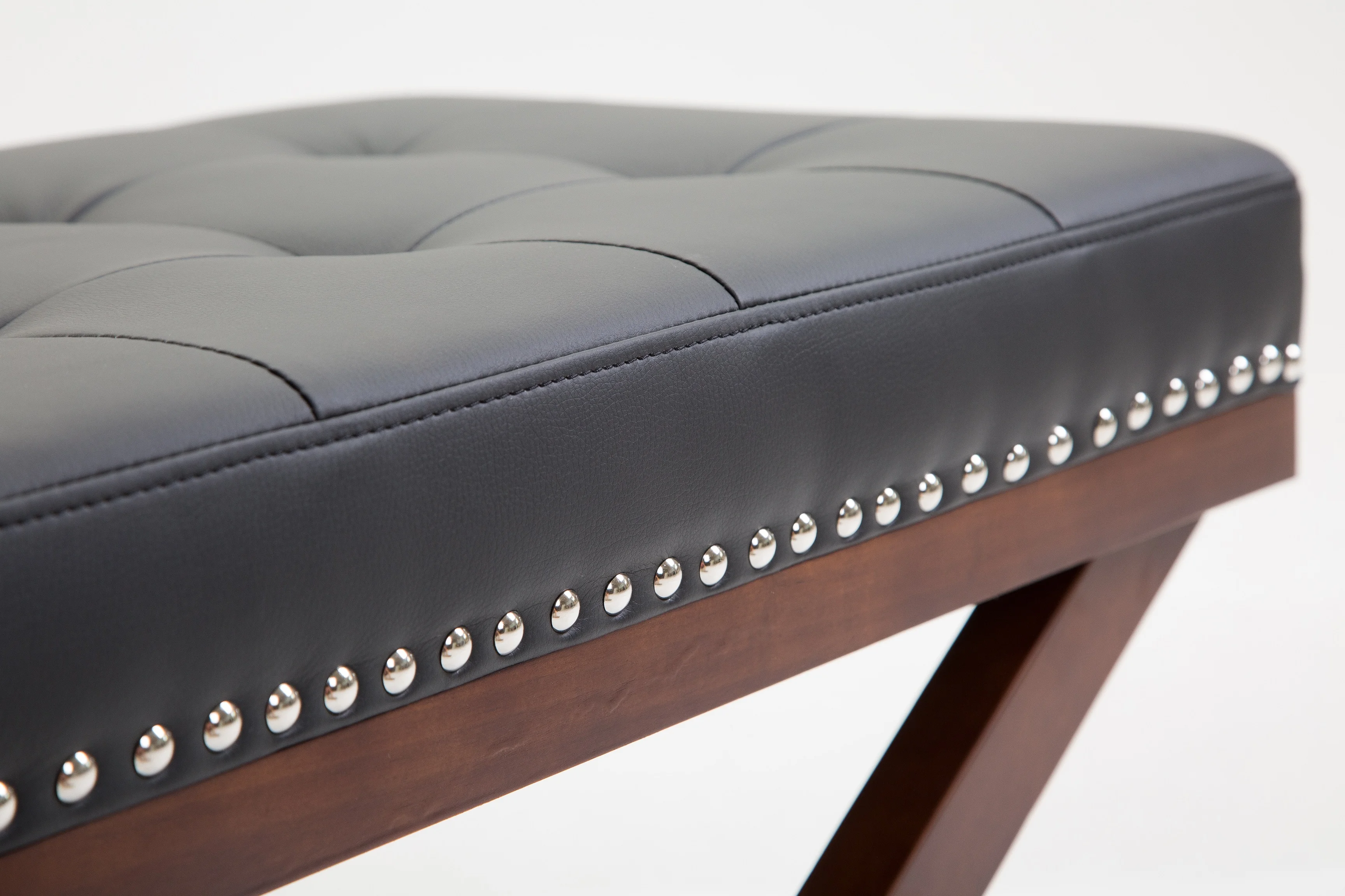 Stylish and Smart Leather Upholstered Solid Wood Living Room Bedroom Footrest