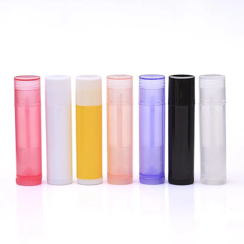 Factory Wholesale 5g Lip Balm Container Colorful Plastic Lipstick Tube Cosmetic Packaging PP Screw Cylinder Lotion Labeling