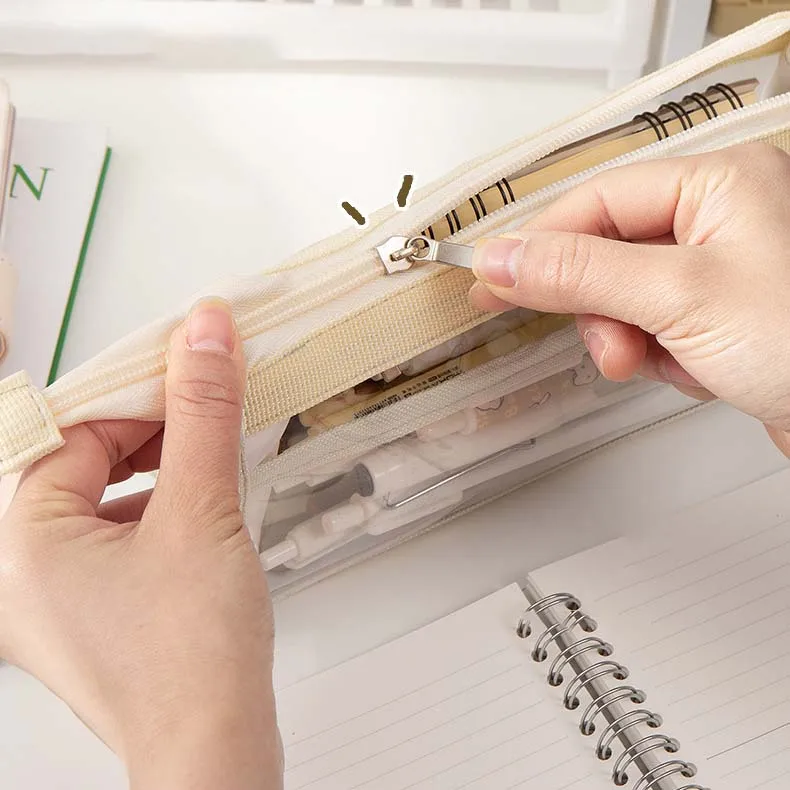 New Large Capacity Colorful Transparent PVC Pencil Bag for Girls Elementary School Simple Pencil Pouch Stationery Bag