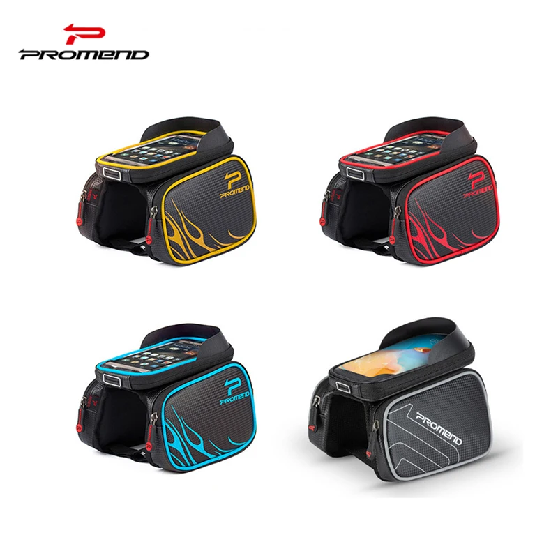 Promend Bicycle Handlebar Bag with Waterproof TPU and EVA Bike Phone GPS Holder Top Tube Accessory