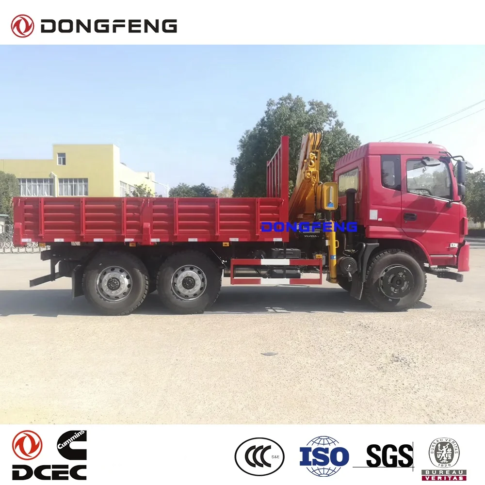 Dongfeng 6x6 type 10 to 15 ton loading capacity  truck mounted crane