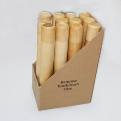 OEM available portable bamboo toothbrush tube case