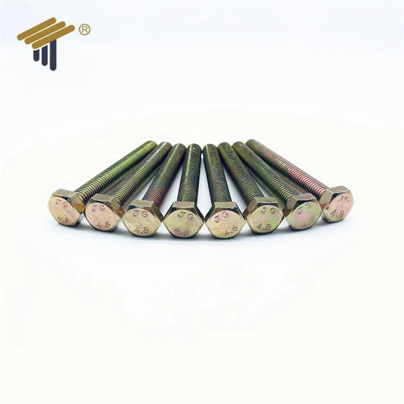 White Blue white yellow zinc plated hex head bolts galvanized hex bolt