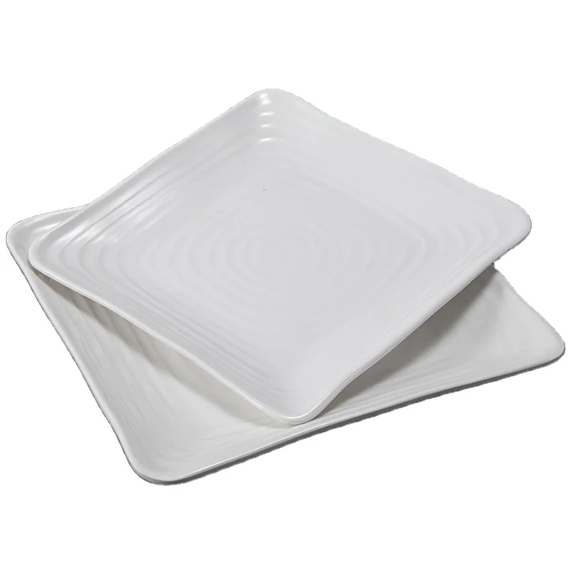 Melamine White Square Plate Catering Dinner Plates for Restaurant