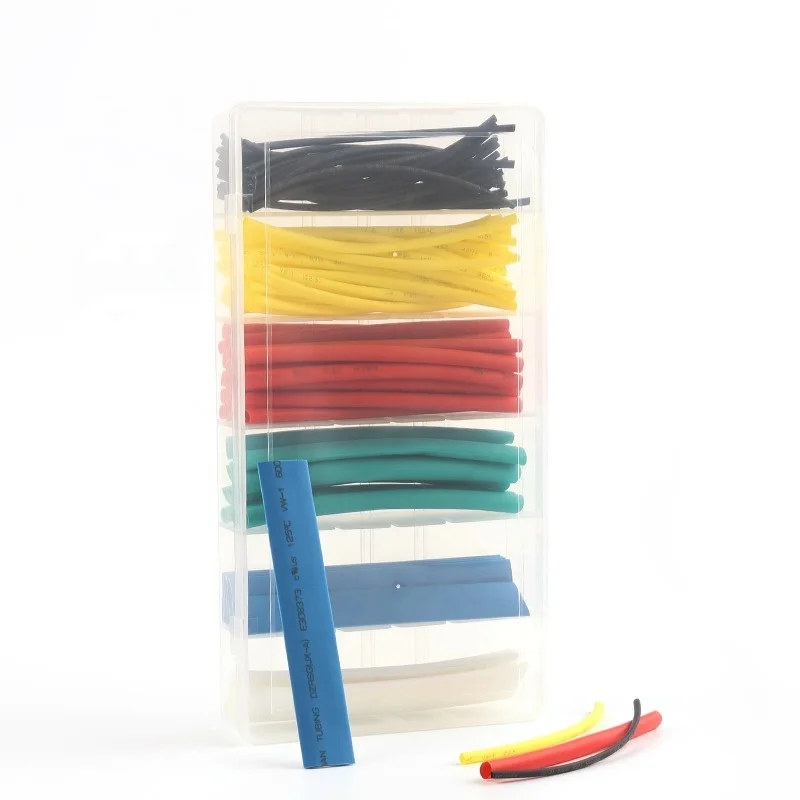 100/127/150PCS With Boxed Black Red Heat Shrink Tube Sleeving Set Wire Cable Insulated Polyolefin Sleeve Kit Heat Shrink Tubing