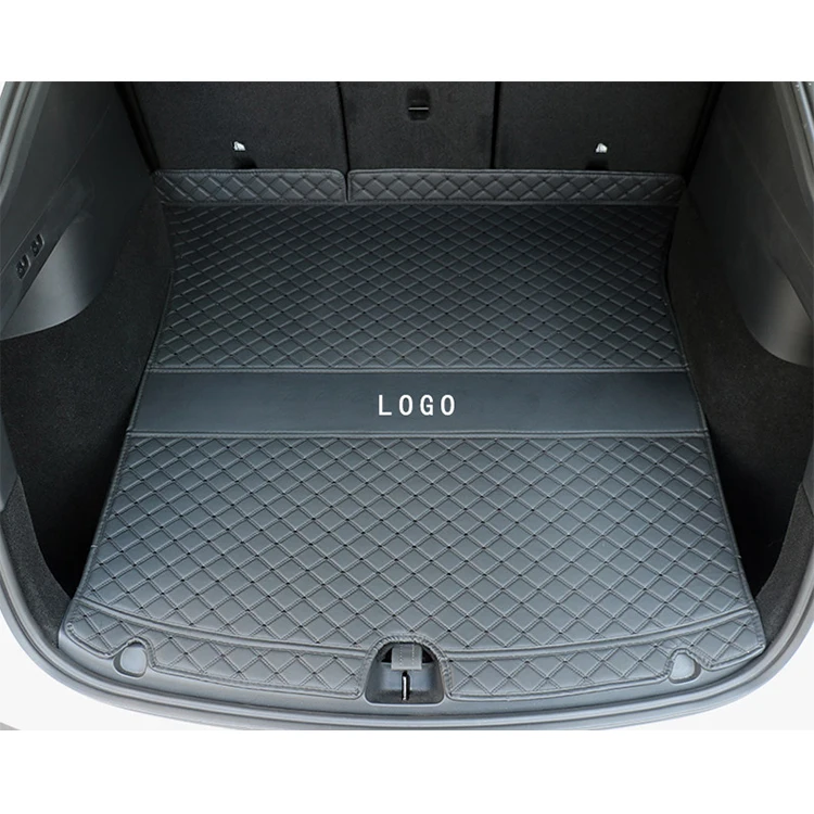 Car Trunk Mat for Tesla Model Y 2020+ 3D 5D All Round Car Trunk Mat PU Leather Trunk Mats