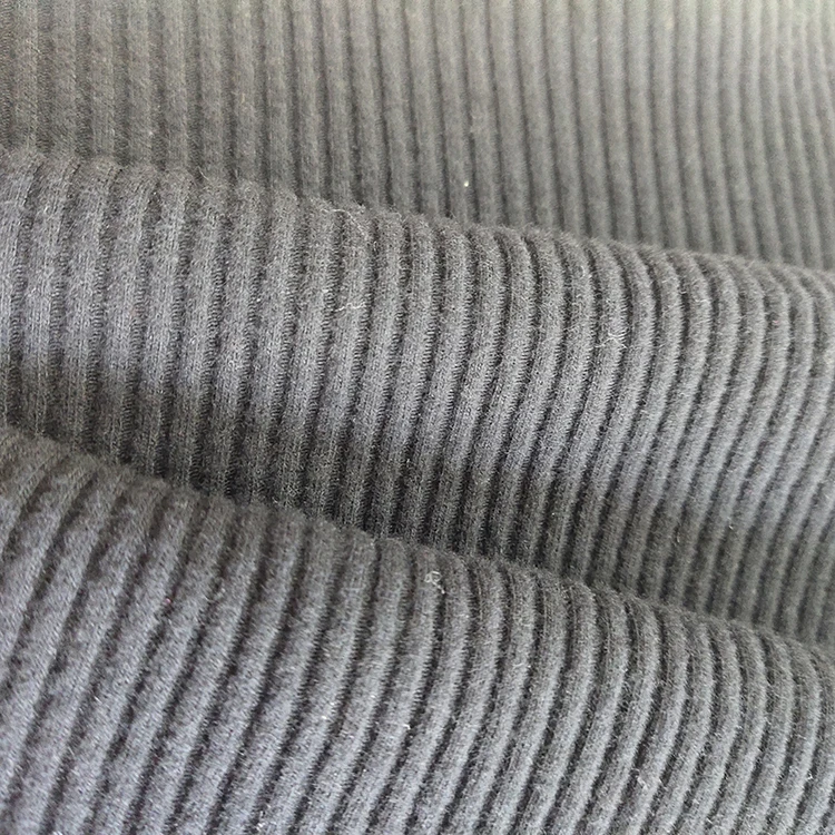 
High quality stretch cotton rib fabric plain dyed 4*4 rib 93% cotton 7% spandex for sweaters and garments 