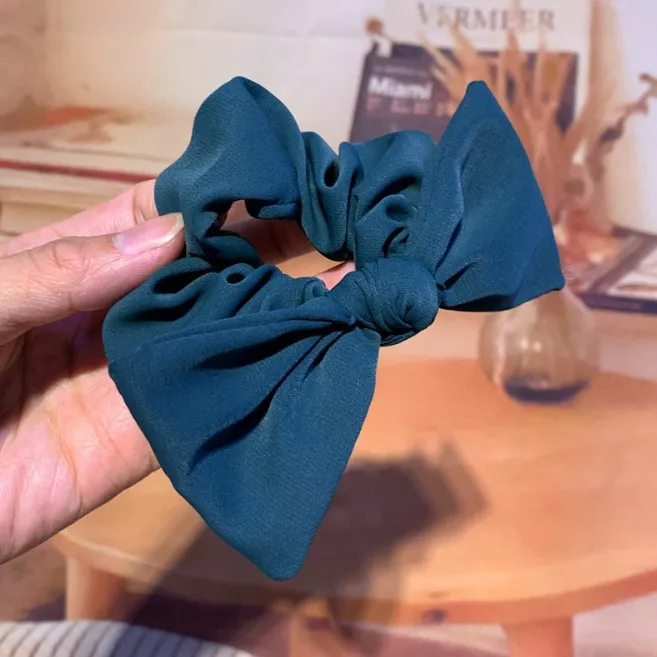 Autumn fragrant hemp french candy-colored hair with rope bow and floral ponytail hair tiara