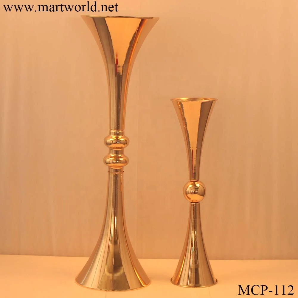 wholesale gold metal trumpet vase wedding decoration wedding table centerpiece wedding vase for tablarty decoration(MCP-112)